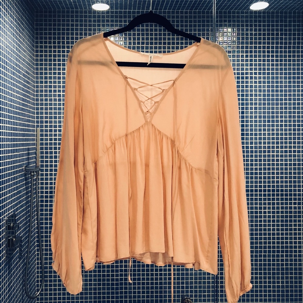 Pink BCBGeneration Tie Up Blouse